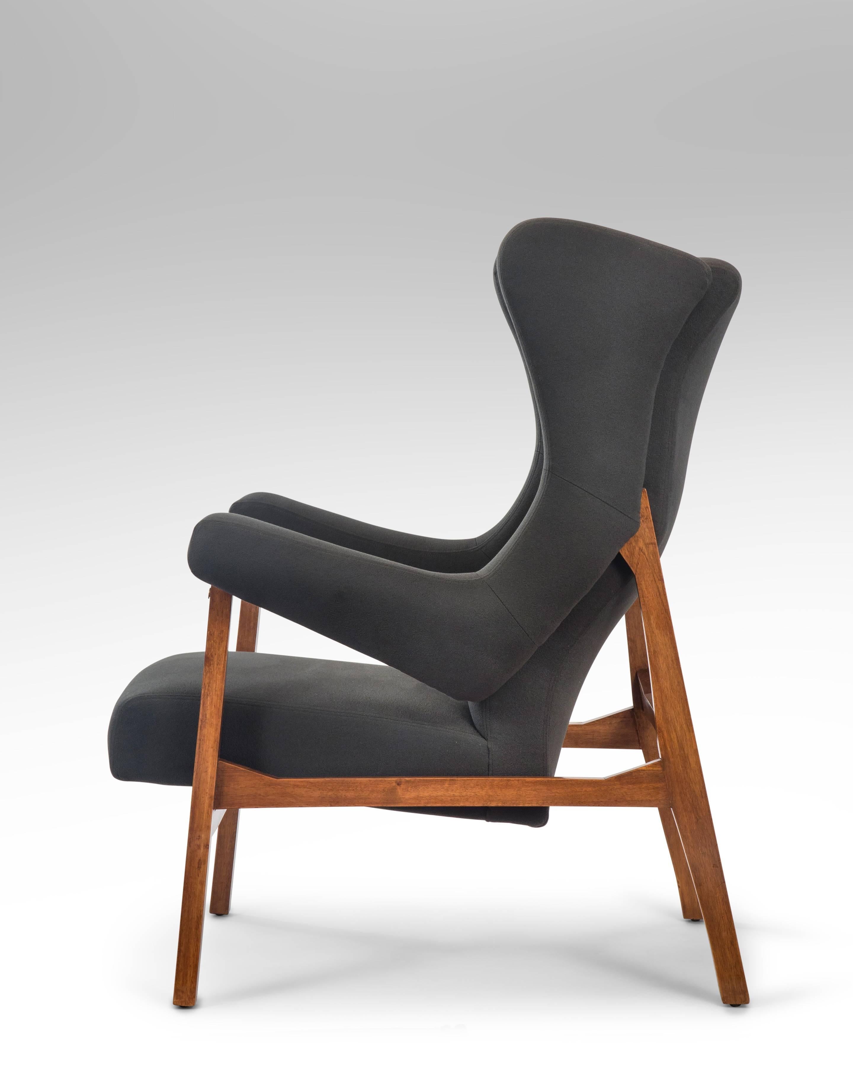Upholstery Franco Albini, Pair of Rare Italian Fiorenza Upholstered Armchairs