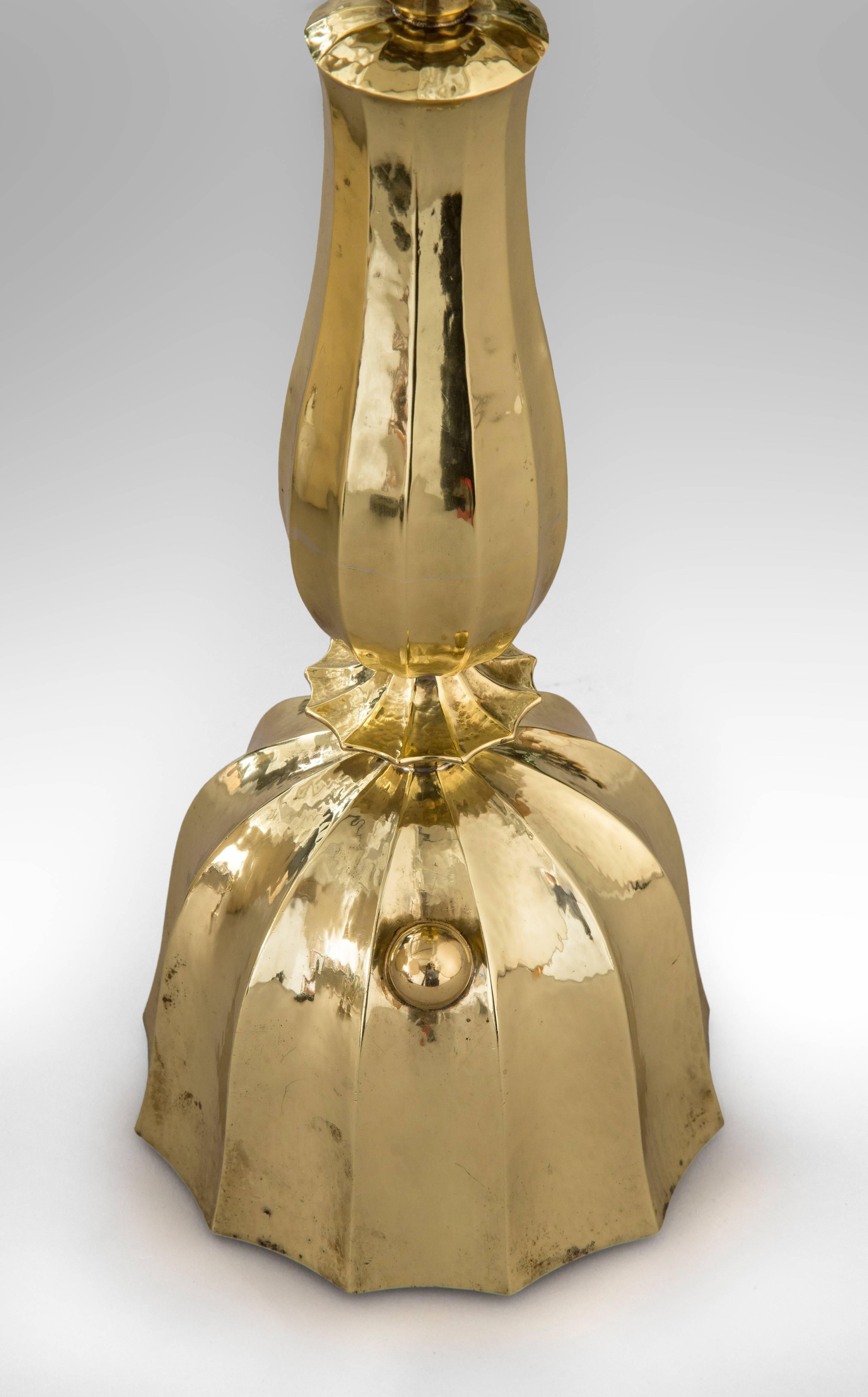 Austrian Josef Hoffmann, Wiener Werkestätte, Vienna Secession, Pair Brass Table Lamps