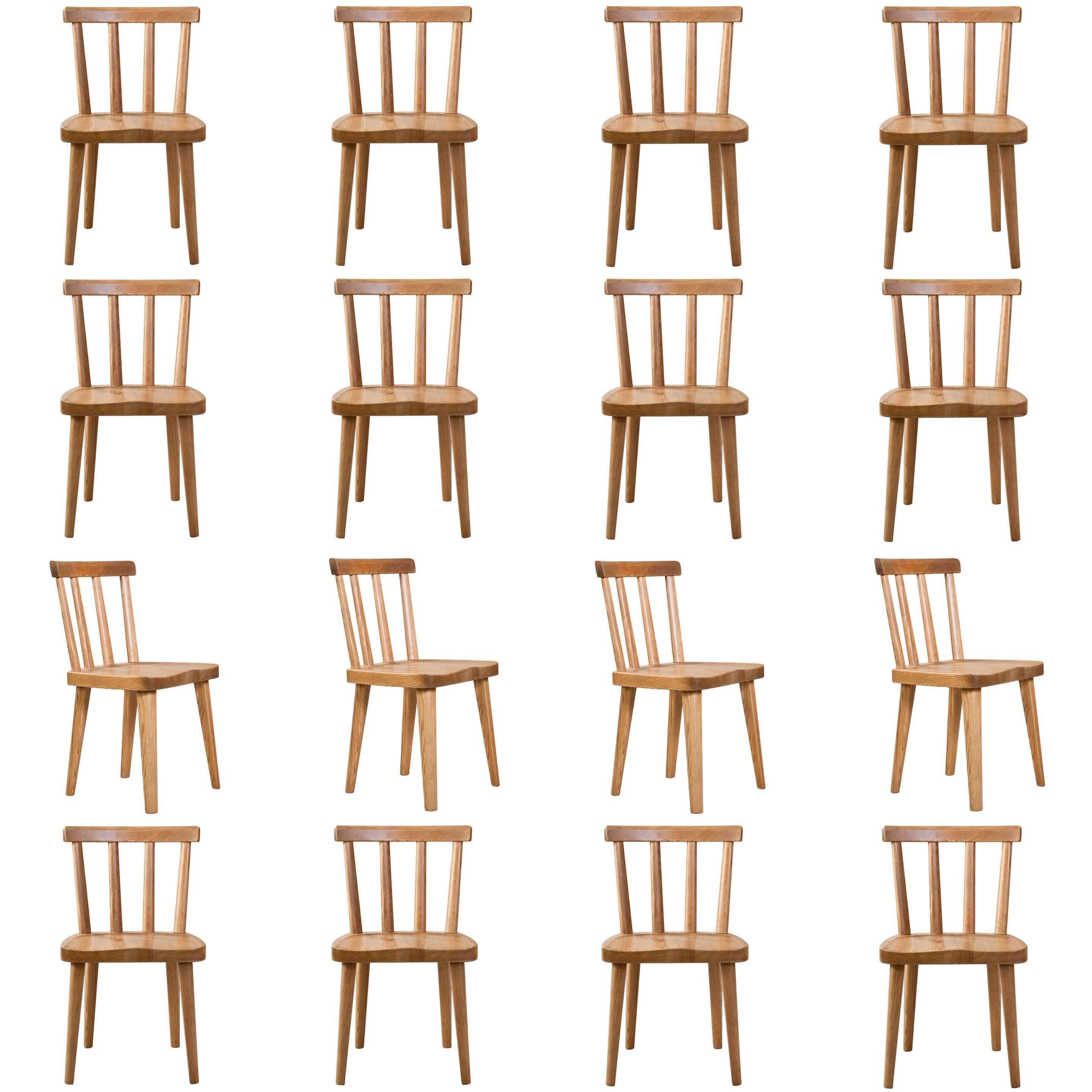 Axel Einar Hjorth for Nordiska Kompaniet, Set of 16 Swedish Pine Utö Chairs