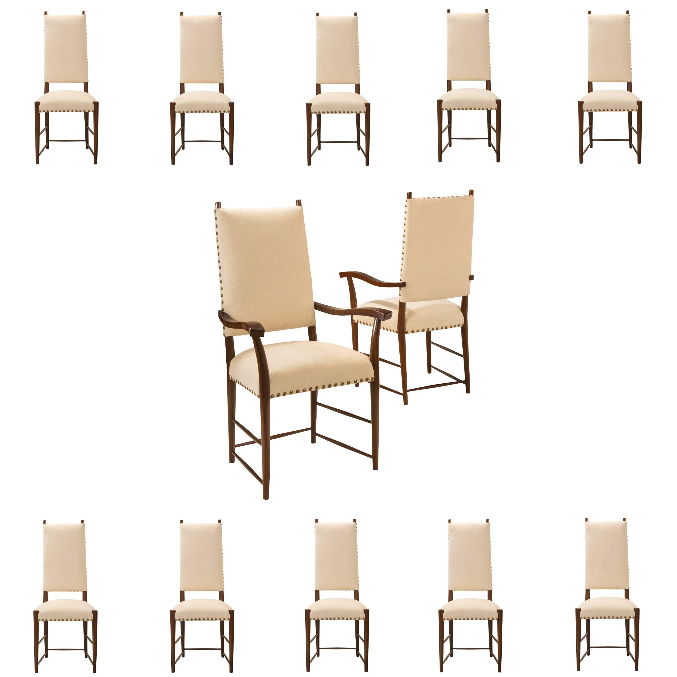 Set of 12 In the Manner of Josef Frank for Haus & Garten, Walnut Dining Chairs