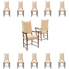 Set of 12 In the Manner of Josef Frank for Haus 
Garten, Walnut Dining Chairs