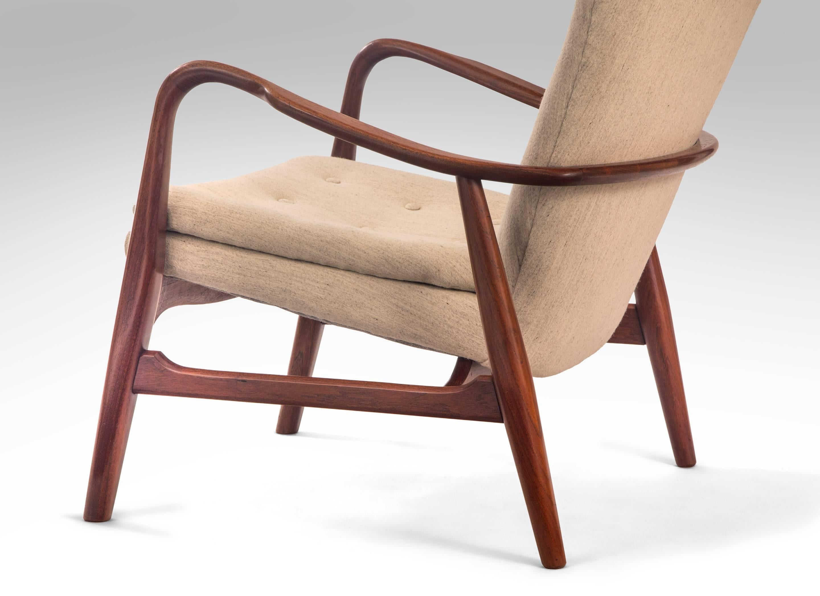 20th Century Ib Madsen, Danish Upholstered Teak Framed Lounge Armchair