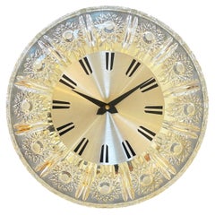 Uhr aus verspiegeltem Kristallschliffglas von Junghans & Joska, Deutschland, 1970er Jahre