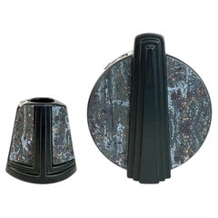 Set of 2 Bay Keramik Vases by Bodo Mans, Memphis Style, 1980, Germany