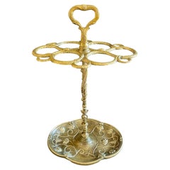 Entwined Snake and Floral Grape Umbrella Stand, Brass Art Deco, 1940