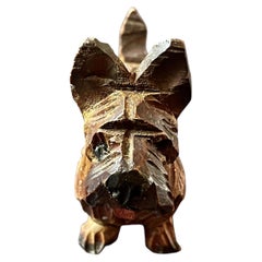 Antique English Wood Carved Scottish Terrier, Circa 1930's