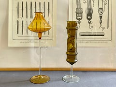 1950s Set of 2 delicate Glass Vases by Albin Schaedel, GDR – East Germany