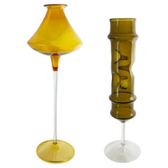 1950s Set of 2 delicate Glass Vases by Albin Schaedel, GDR – East Germany