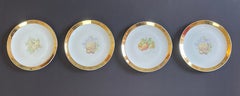 4 Fruit or Dessert Plates Collection Gold Plated by Bohemia, Late Art Deco