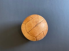 Large Vintage German Leather Medicine Ball 1930s, Hand Crafted