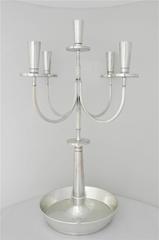 Rare 5 LIGHT Tommi Parzinger 1955 Modernist Silver Pair of Candelabra MODERNE