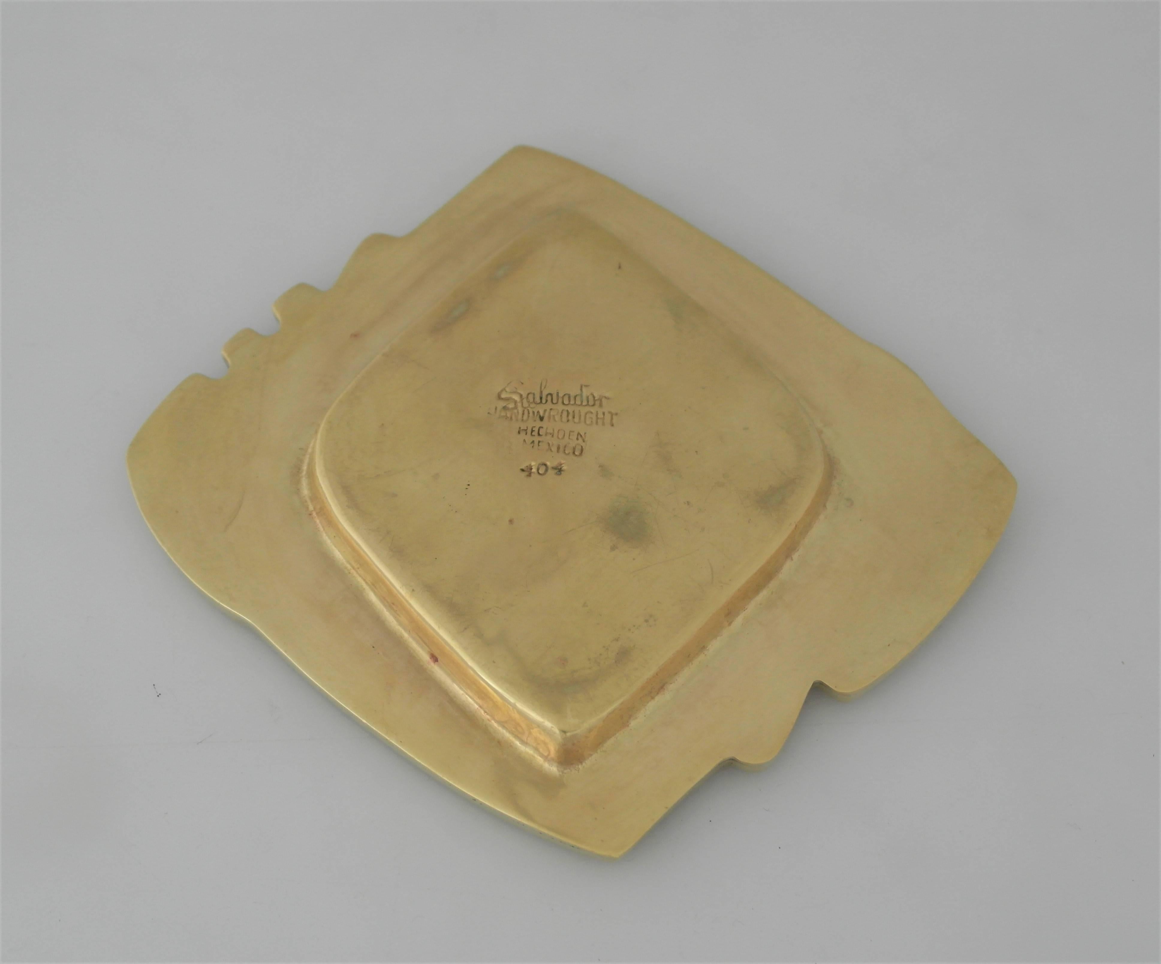 Salvador Teran Brass and Glass Mosaic Dish In Excellent Condition For Sale In New York, NY
