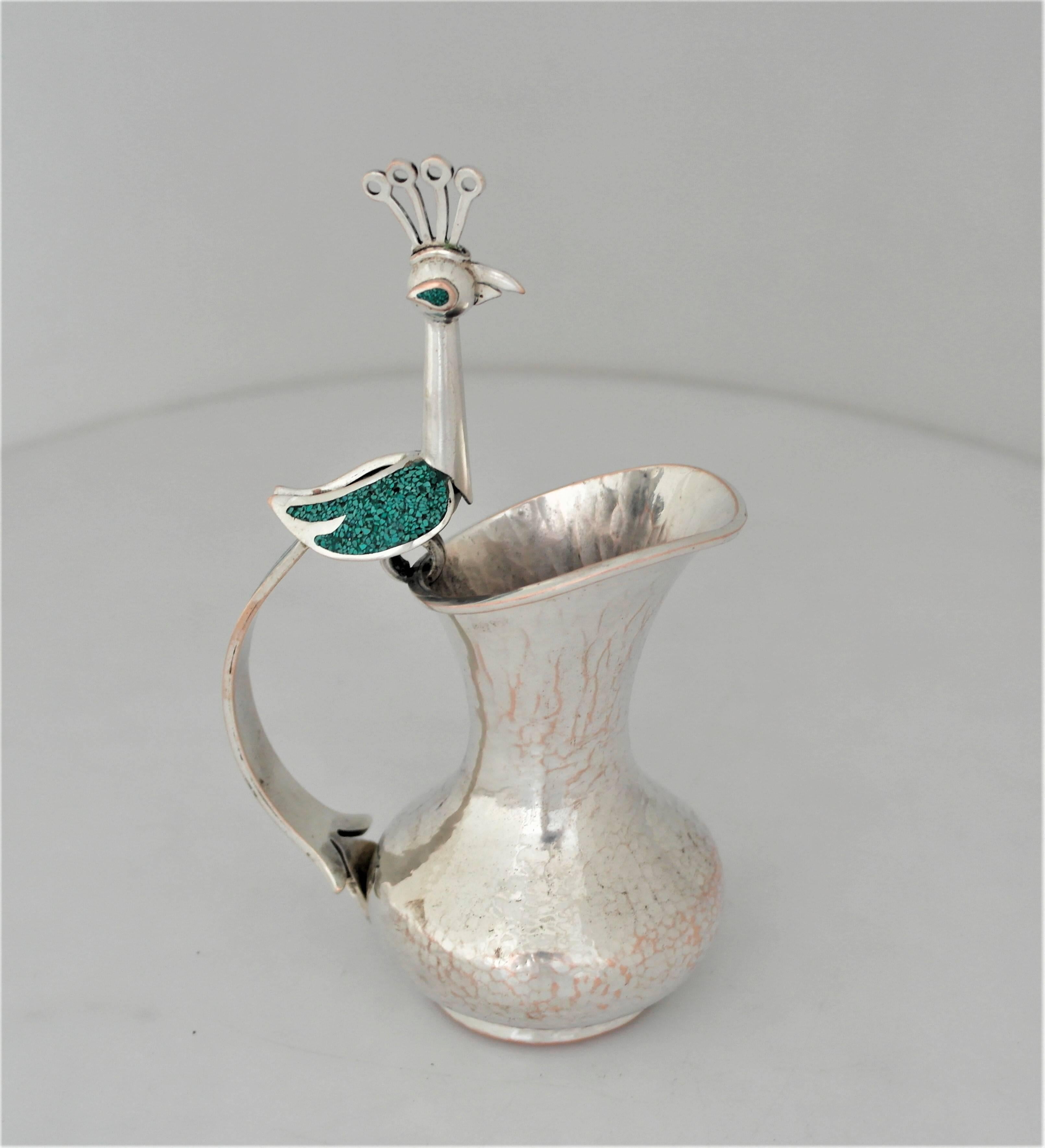 Silver Plate Bird Handle Cream Pitcher In Excellent Condition In New York, NY