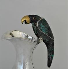 Los Castillo Silverplate Hand Hammered Parrot Motif Pitcher