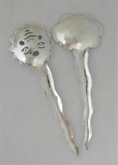 Emilia Castillo Pair of Hand-Wrought Silver Plate Servers 2000
