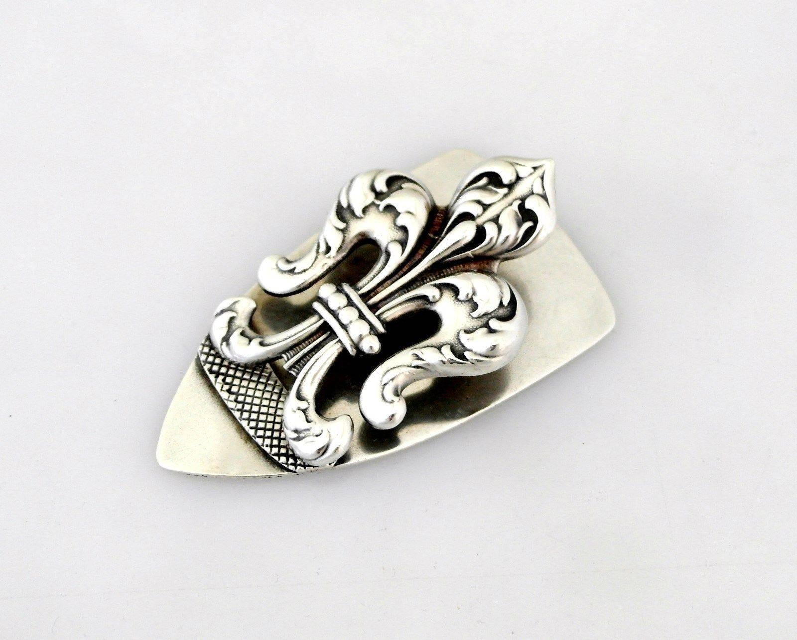 George Shiebler for Tiffany Sterling Silver Fleur-de-Lis Document Clip In Excellent Condition In New York, NY