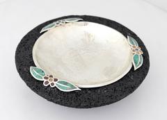 Emilia Castillo Silver Plate and Lava Rock Serving Bowl