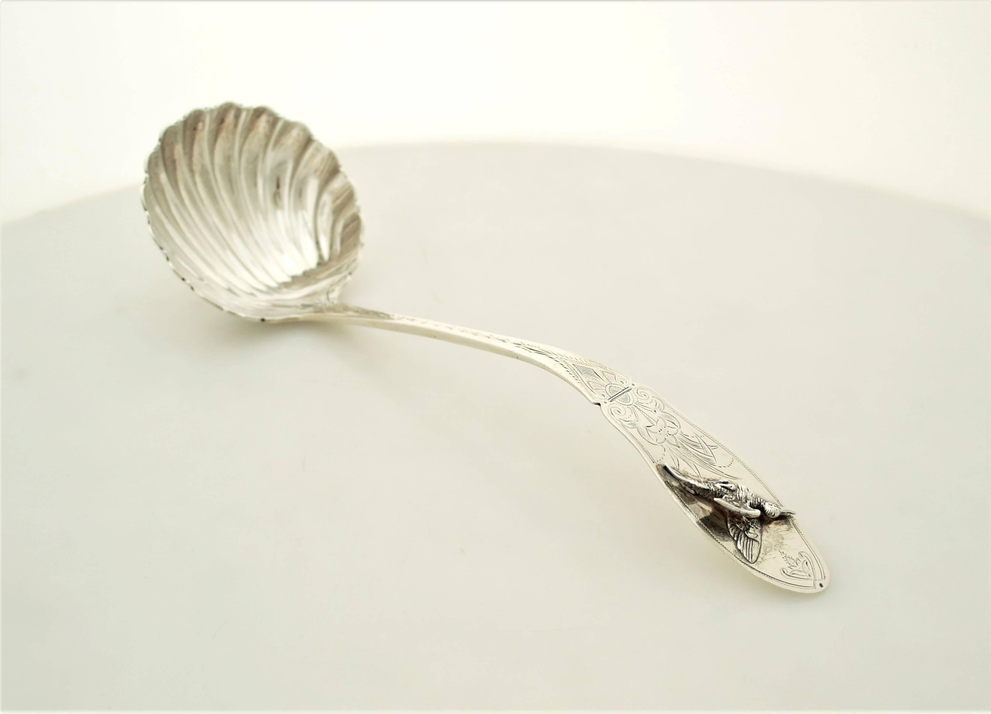 Mid-19th Century Peter Krider Coin Silver Ladle For Sale