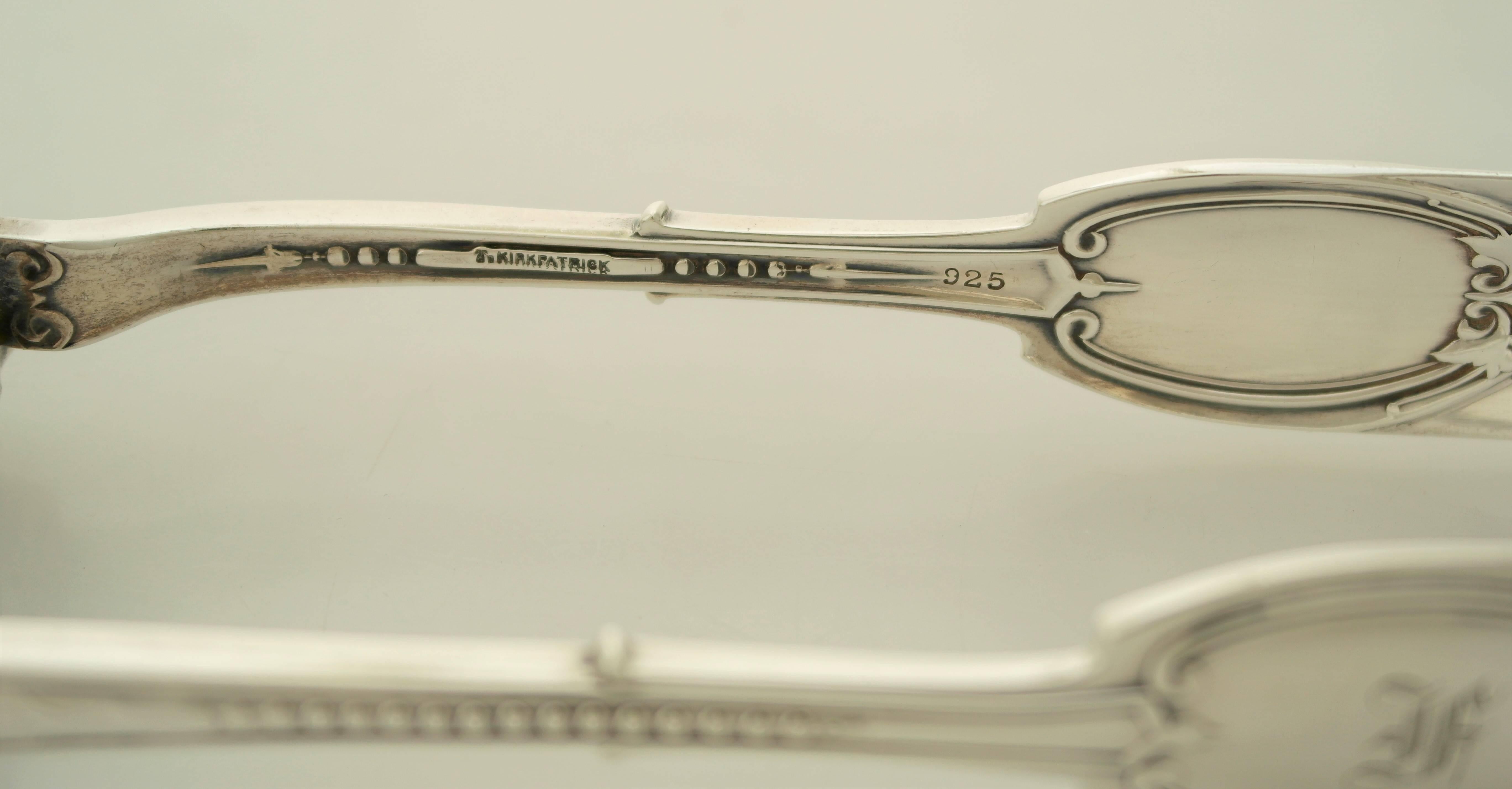Albert Coles Kenilworth Pattern Coin Silver Asparagus Tongs For Sale 3