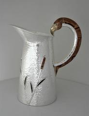INCREDIBLE Mixed Metal Stone Castillo Hand-Wrought Silver Plate Pitcher, 1990