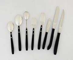 Lunt Contrast Sterling Silver Nylon Moderne Flatware Set for Eight, 72 Pieces