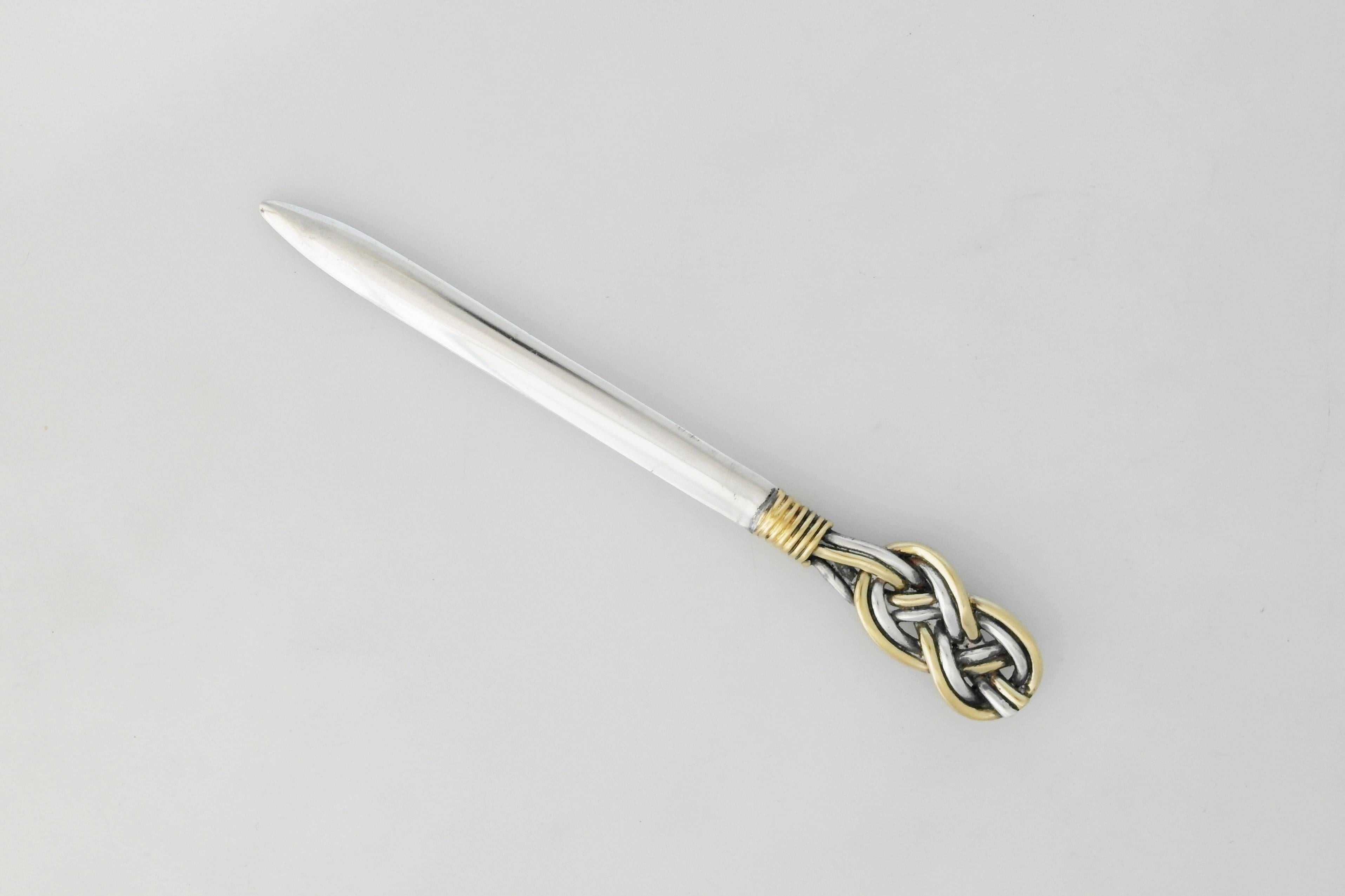 Tane Sterling Silver Gilded Letter Opener In Excellent Condition In New York, NY