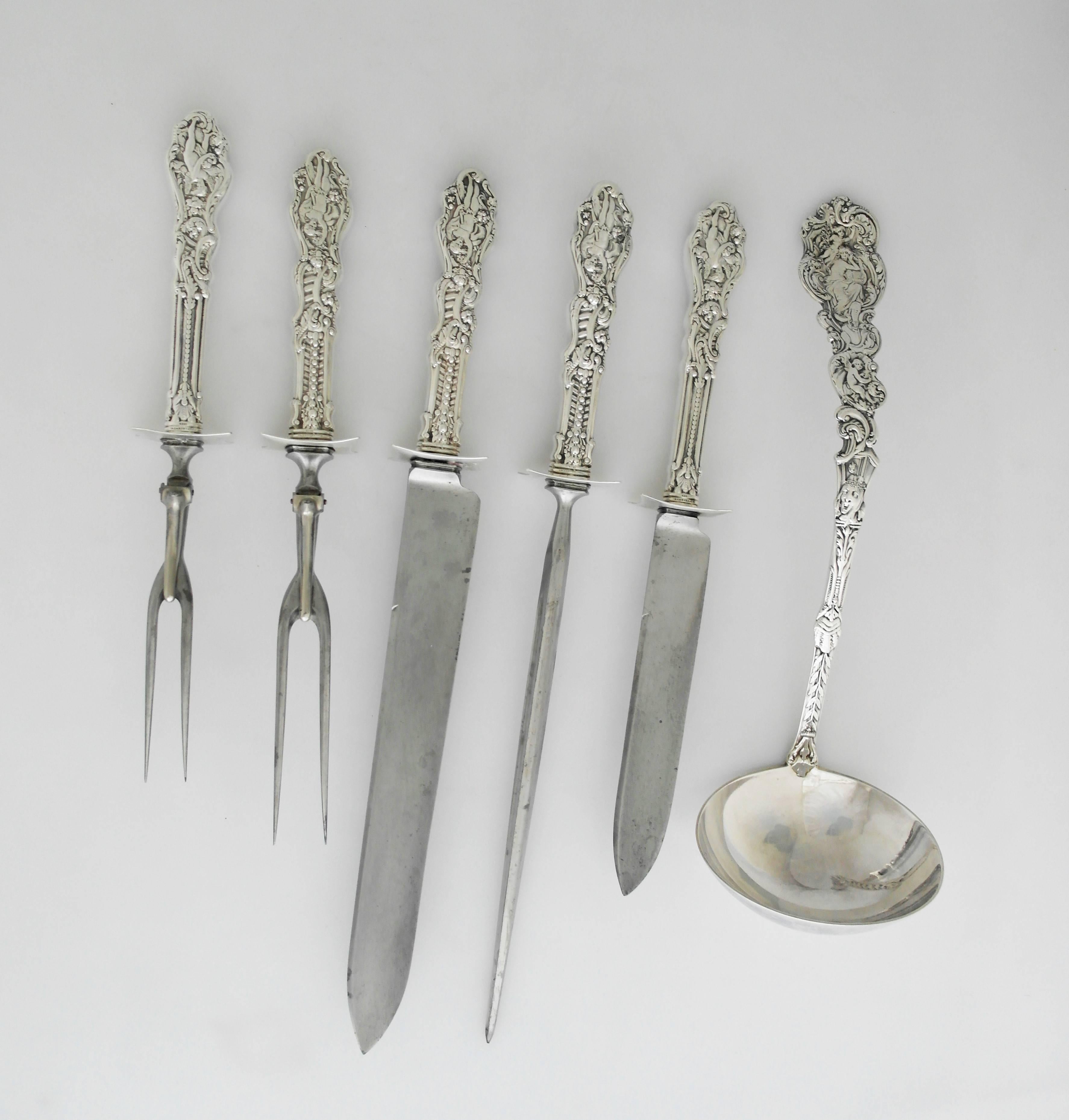 SUPERB RARE HUGE Gorham Sterling Silver Versailles Flatware Set 1888 187 pcs In Excellent Condition In New York, NY