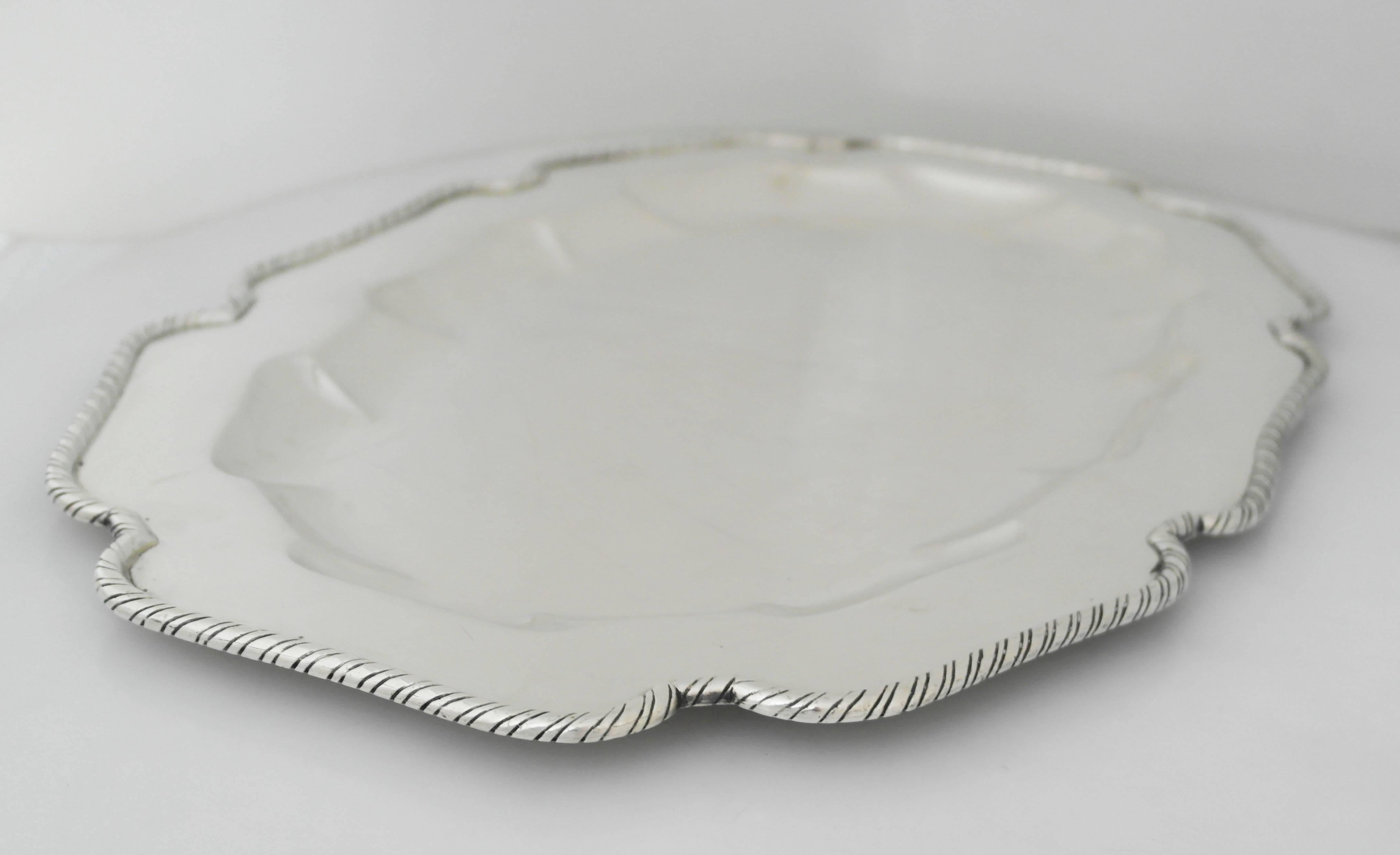 American Large William Spratling Large Hand-Wrought Sterling Silver Tray, Patter 1940 For Sale
