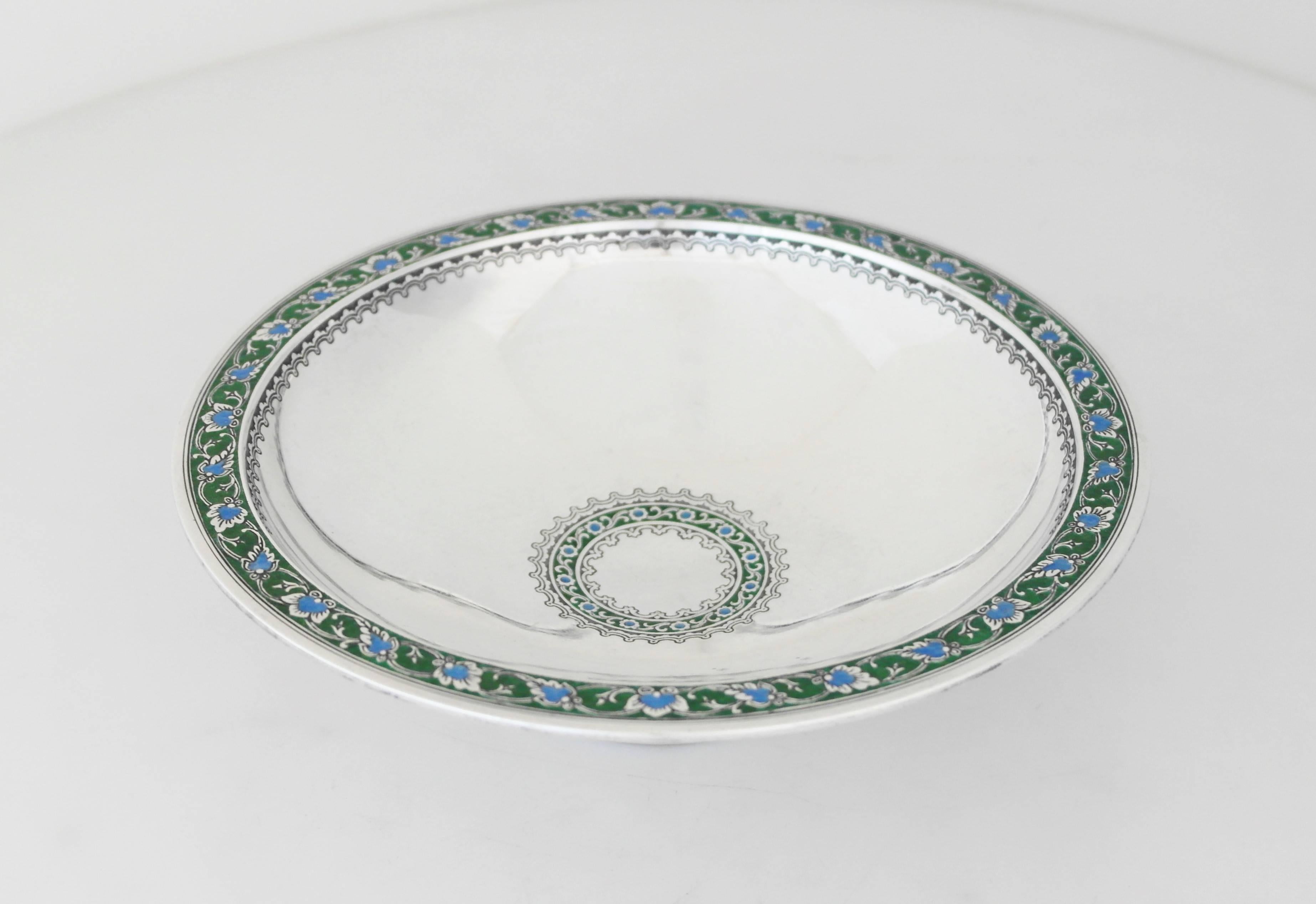 Early 20th Century Spectacular Tiffany & Co Art Deco Sterling Silver & Enamel Centerpiece Bowl 1920