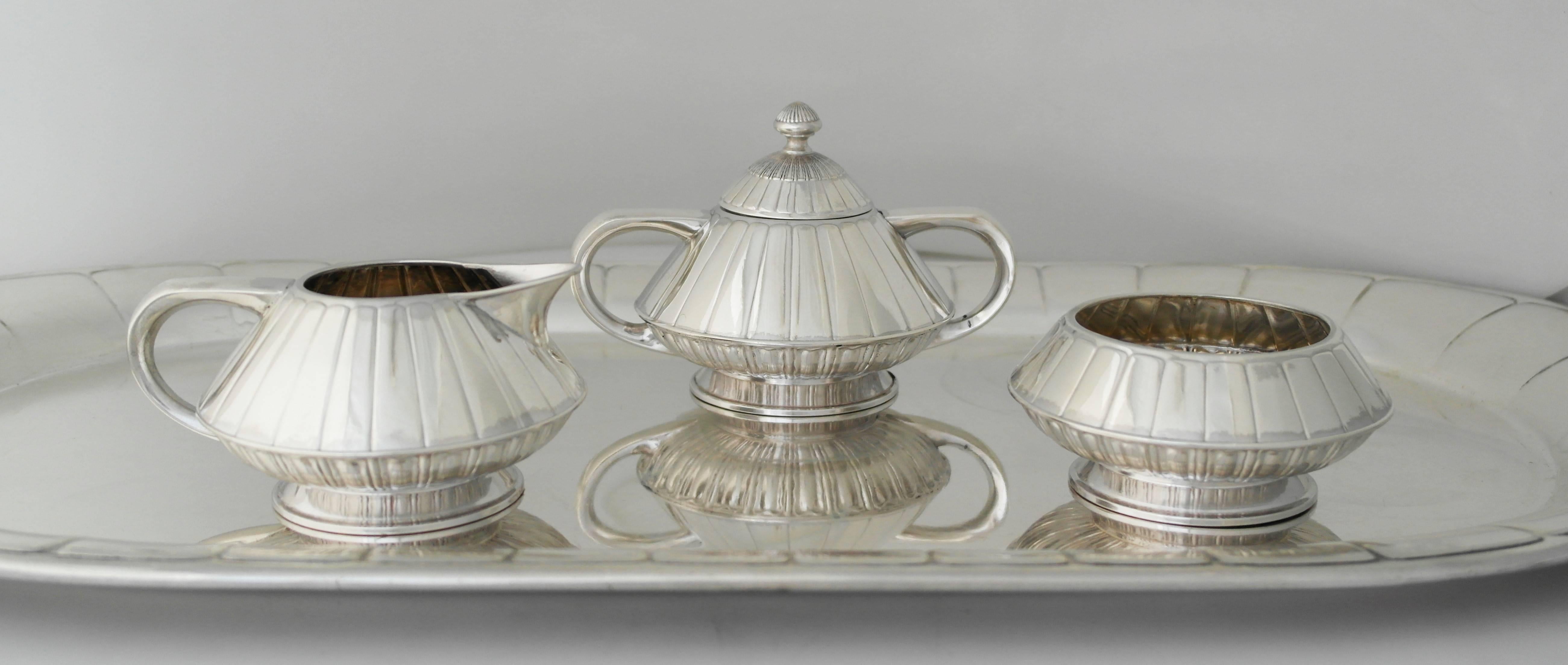 Early 20th Century SUPERB Museum Quality ART DECO Sterling Silver Tea and Coffee Set, circa 1928 For Sale
