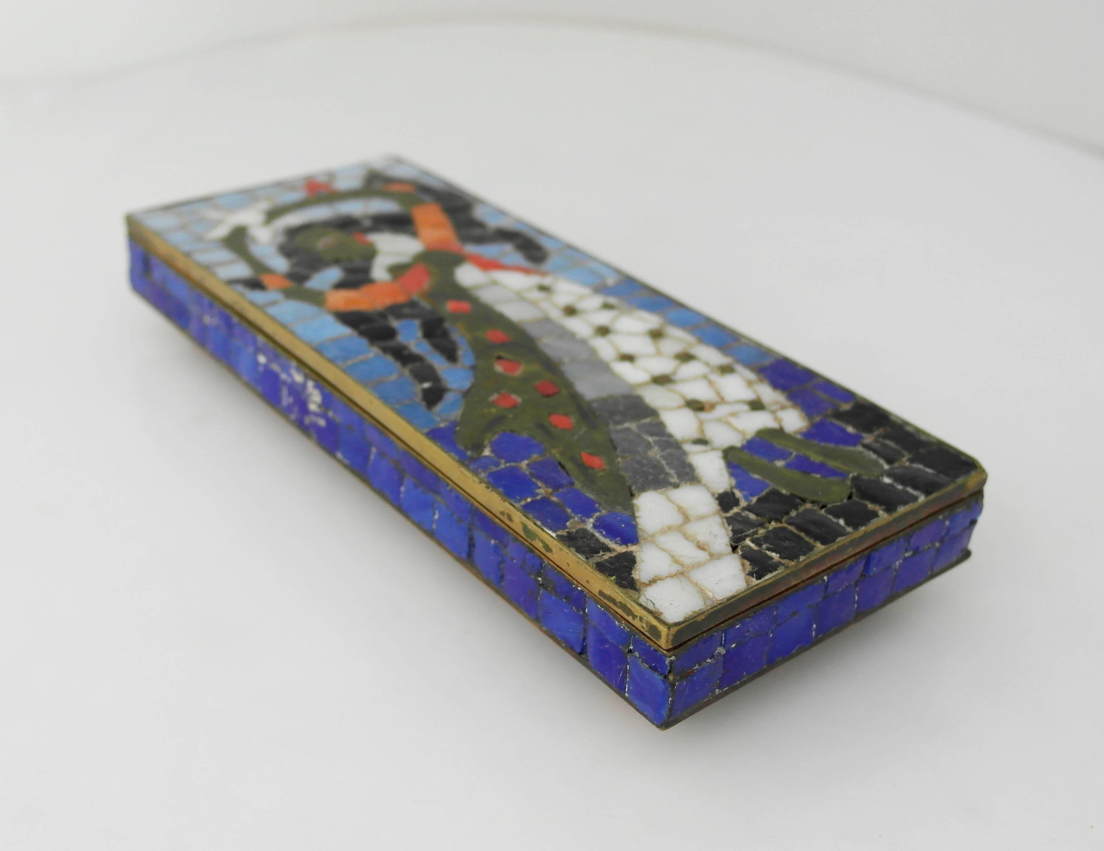 Salvador Teran Brass Mosaic Box For Sale 1
