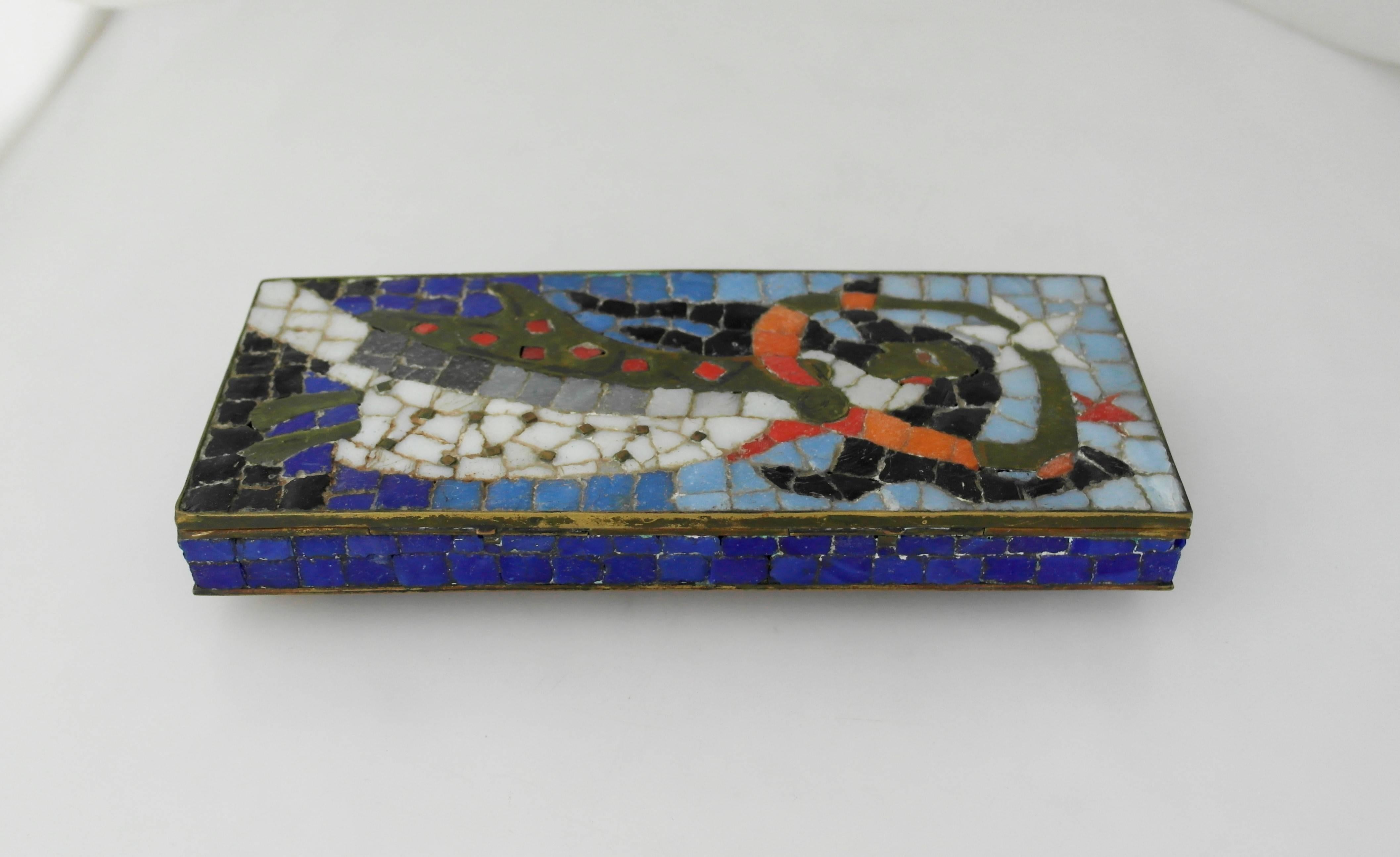 Salvador Teran Brass Mosaic Box For Sale 2