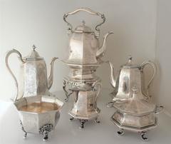 RARE, MUSEUM QUALITY Chinoiserie Coffe Tea Set Moore TIFFANY Coin Silver, 1845