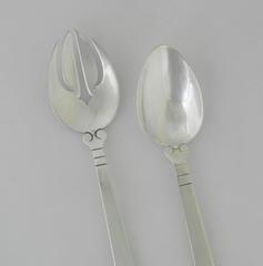 Hector Aguilar Sterling Silver Salad Set, Aztec Pattern