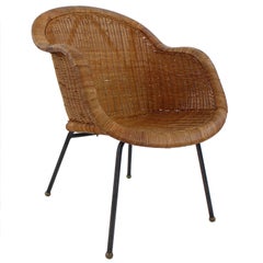 Wicker and Iron Armchair