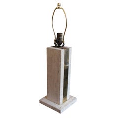 Travertine and Brass Table Lamp