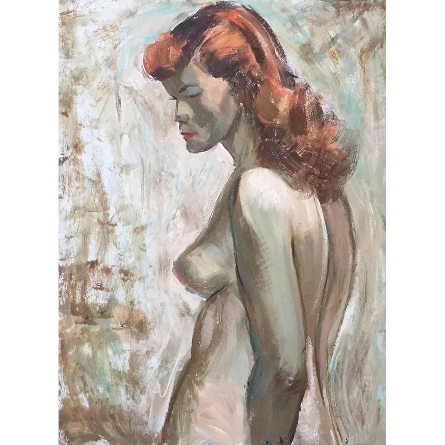 Edgar O. Kiechle, #253, "Red Headed Nude" Painting For Sale