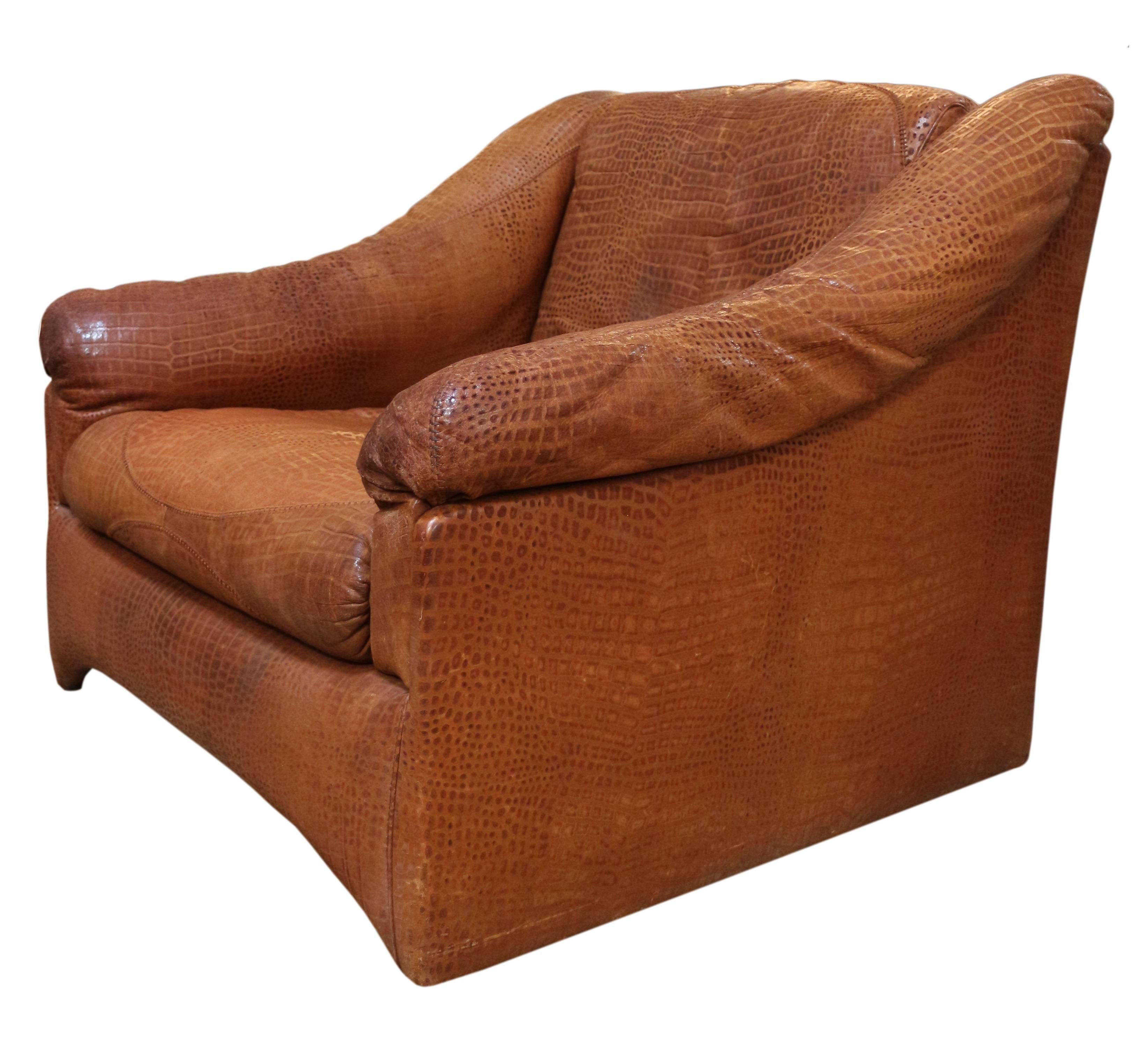 Pair of Valenti Leather Armchairs In Good Condition For Sale In West Hollywood, CA