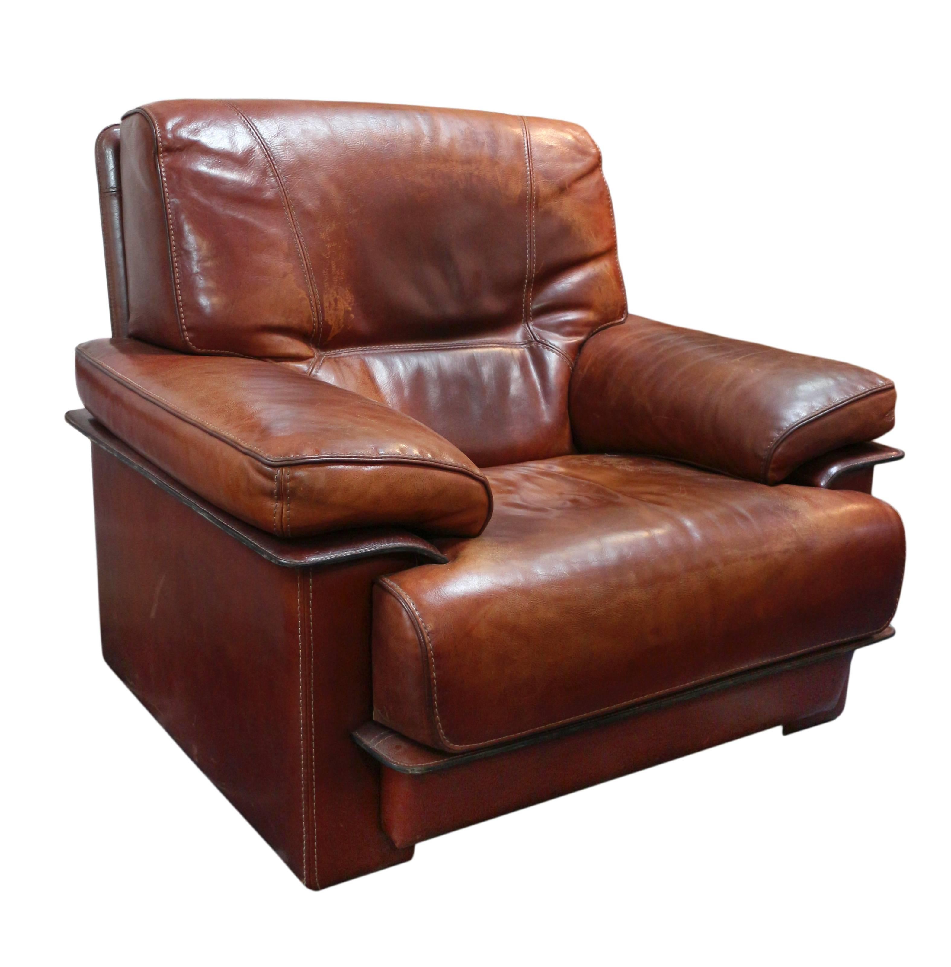 Pair of leather armchairs by Tierre.