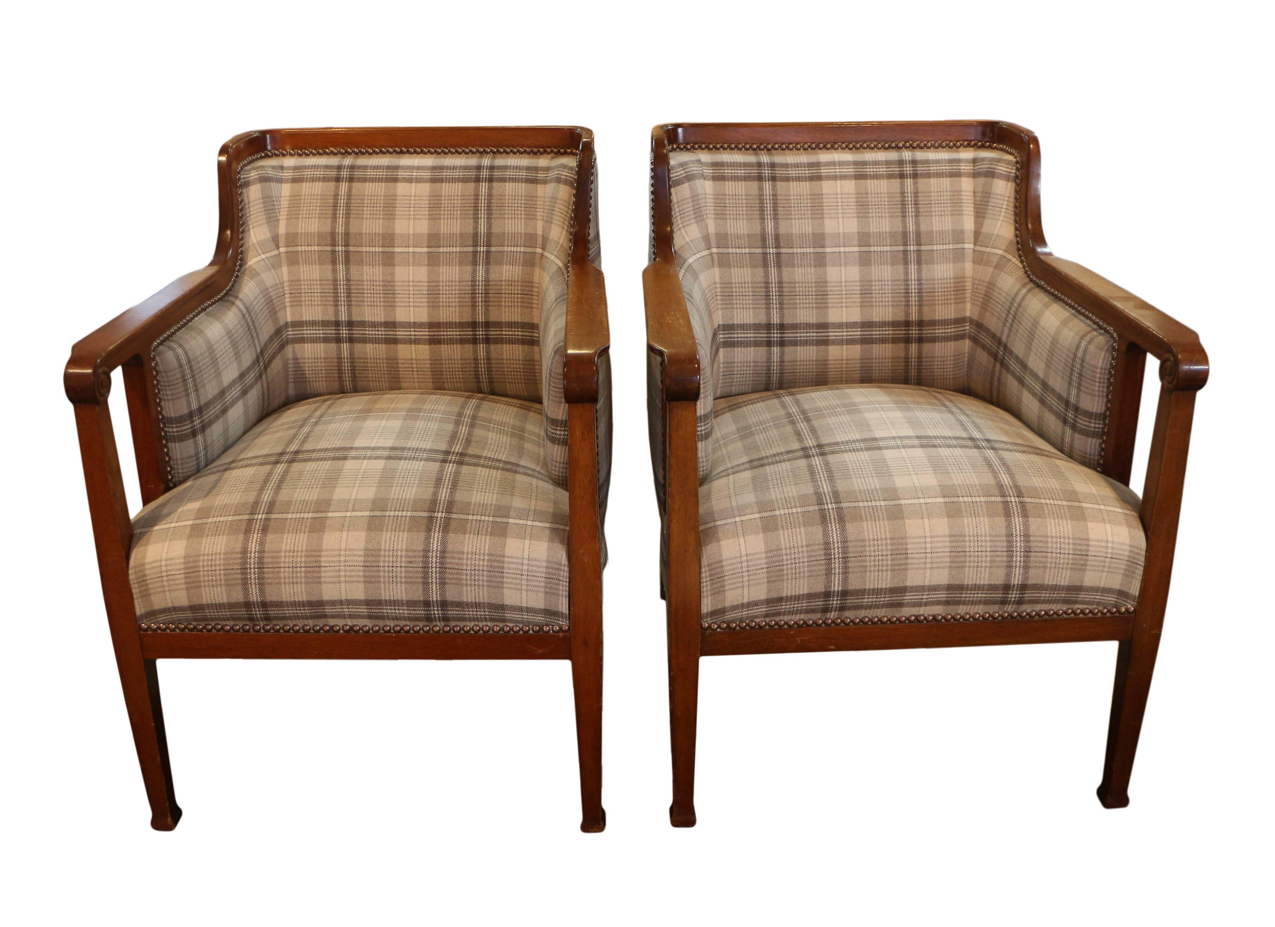 Pair of vintage Belgian Art Deco armchairs.
