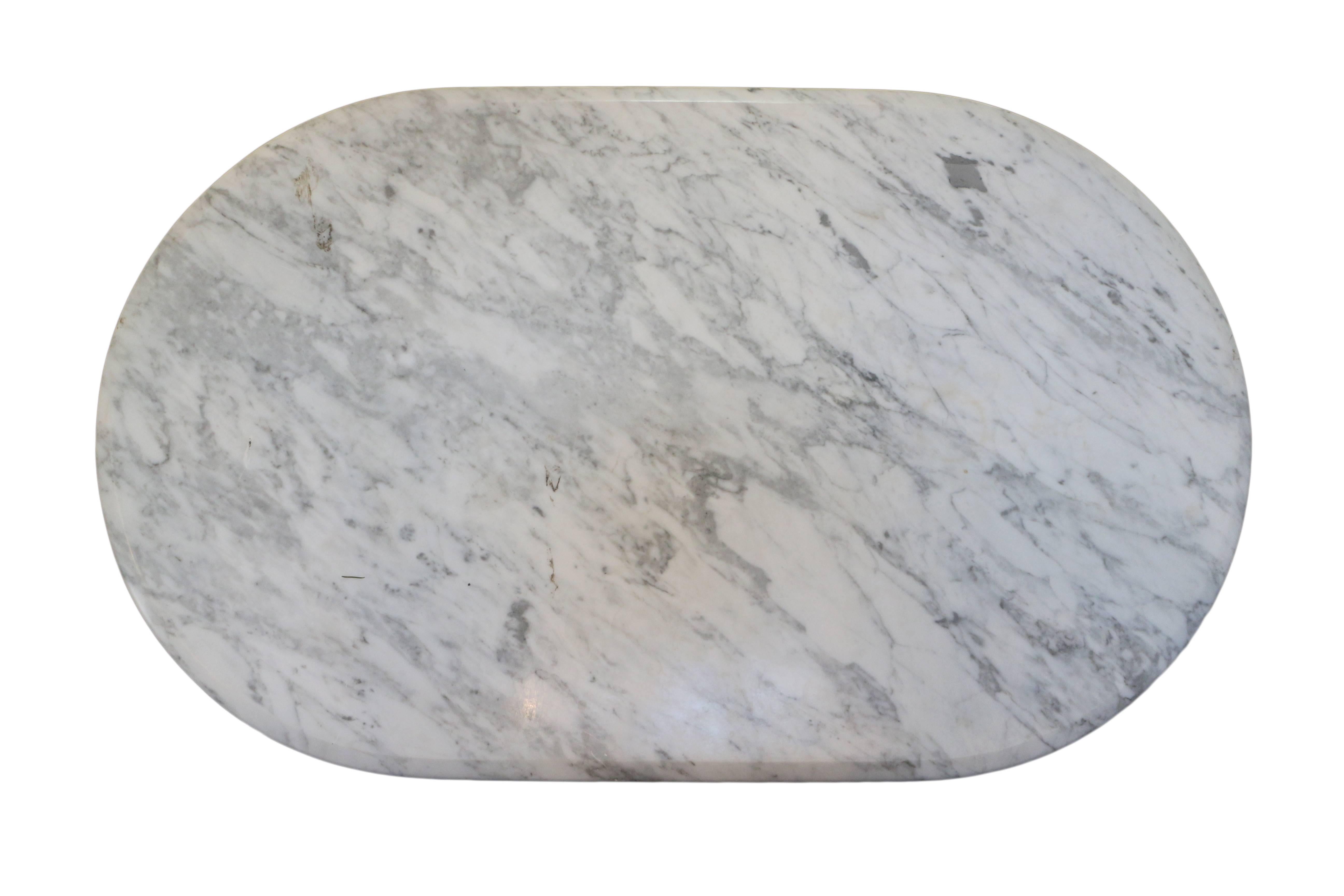 Carrara Marble Oval Table In Good Condition In West Hollywood, CA