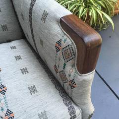 Vintage Danish Sofa with Coral and Tusk Fabric