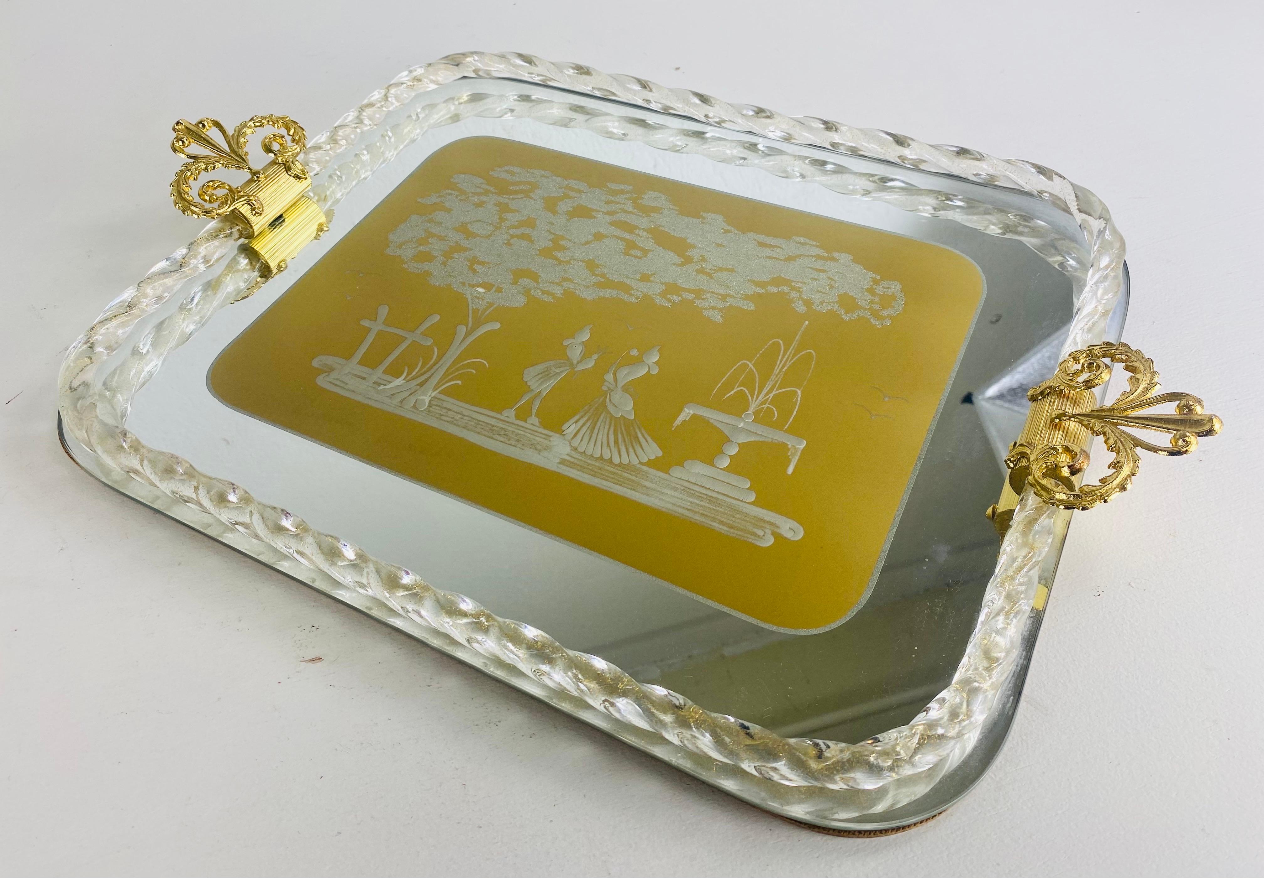 Plateau de commode en verre soufflé à la main Murano, Vintage Italian Mid-century en vente 3