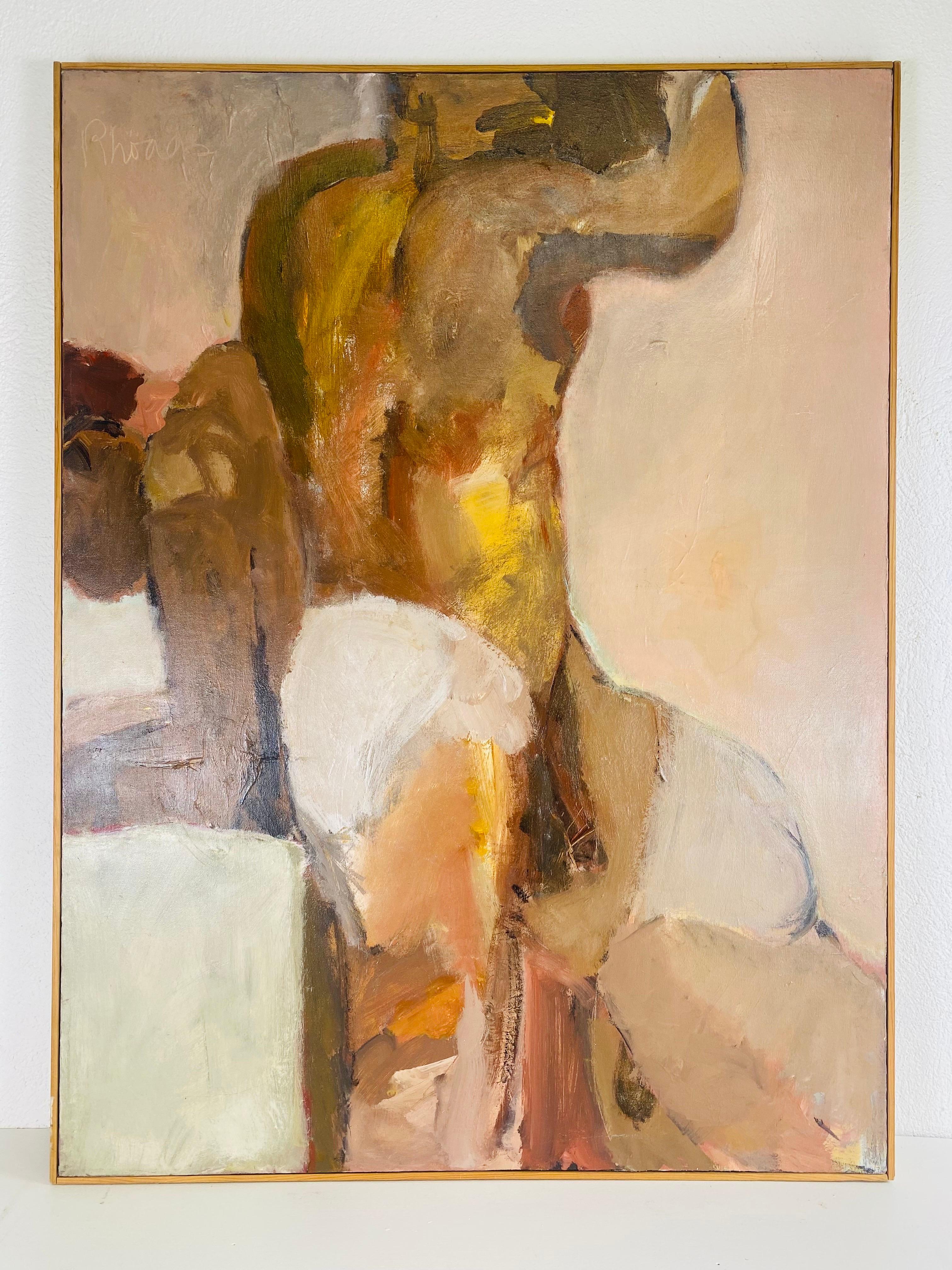 Mid-Century Vintage abstrakte impressionistischen männlichen Akt Öl auf Leinwand (amerikanisch) im Angebot