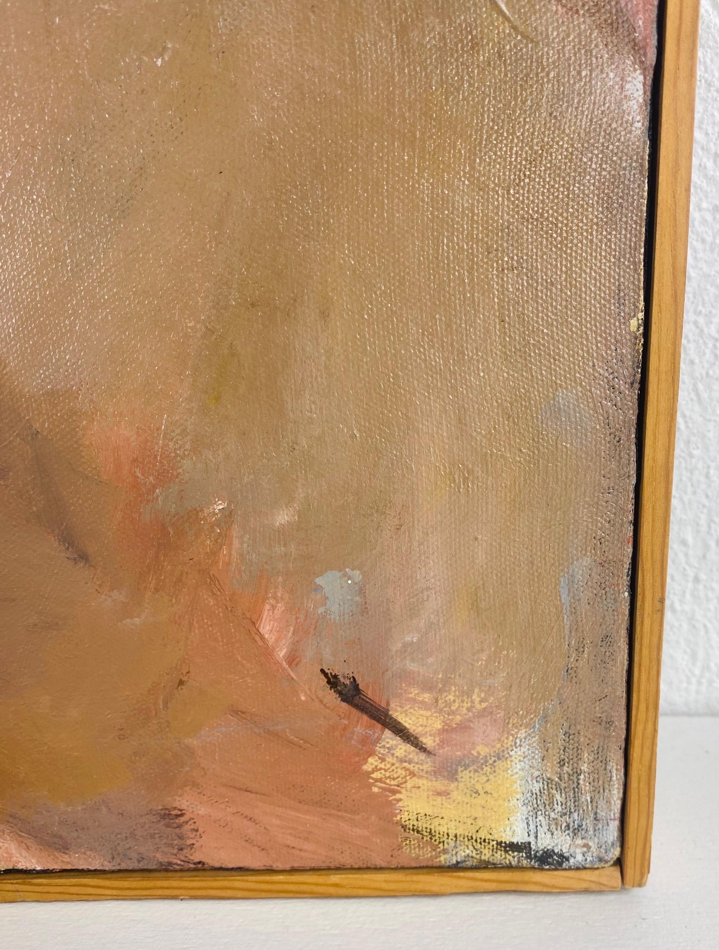 Mid-Century Vintage abstrakte impressionistischen männlichen Akt Öl auf Leinwand (Handbemalt) im Angebot
