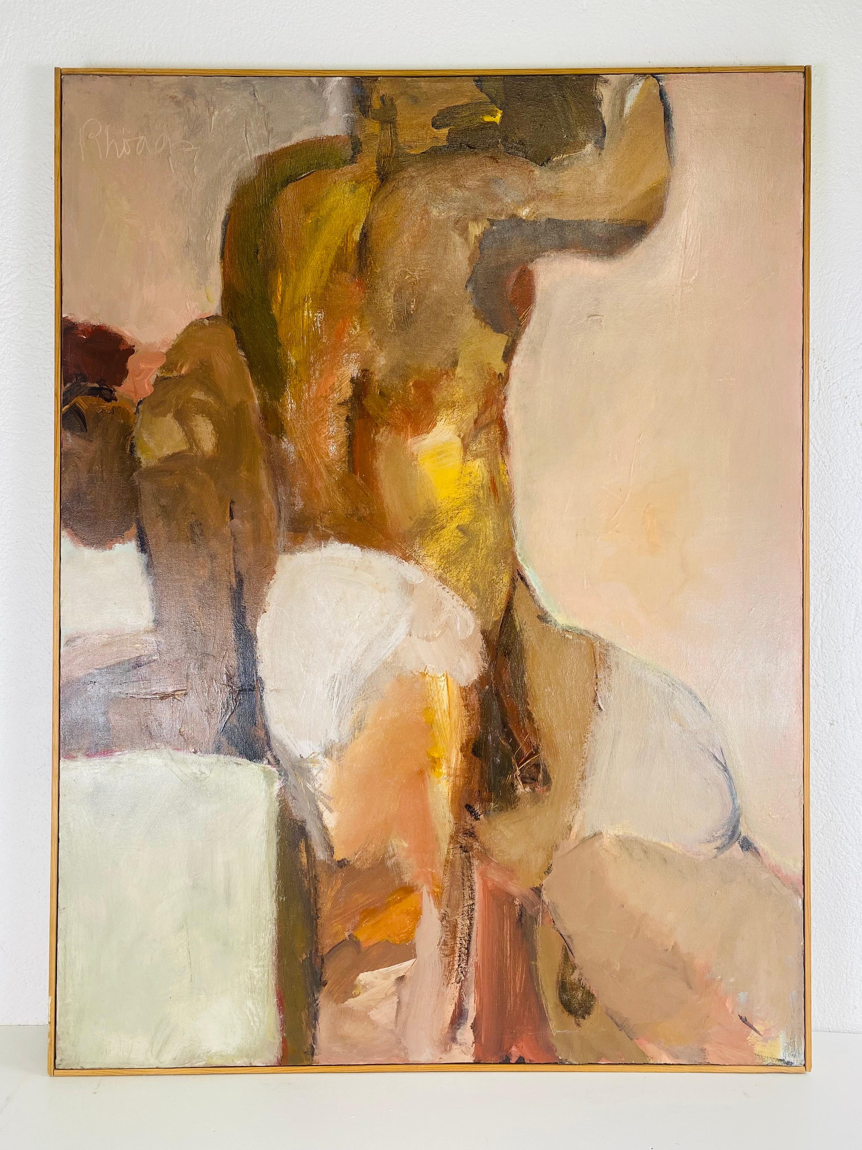 Mid-Century Vintage abstrakte impressionistischen männlichen Akt Öl auf Leinwand im Angebot 1