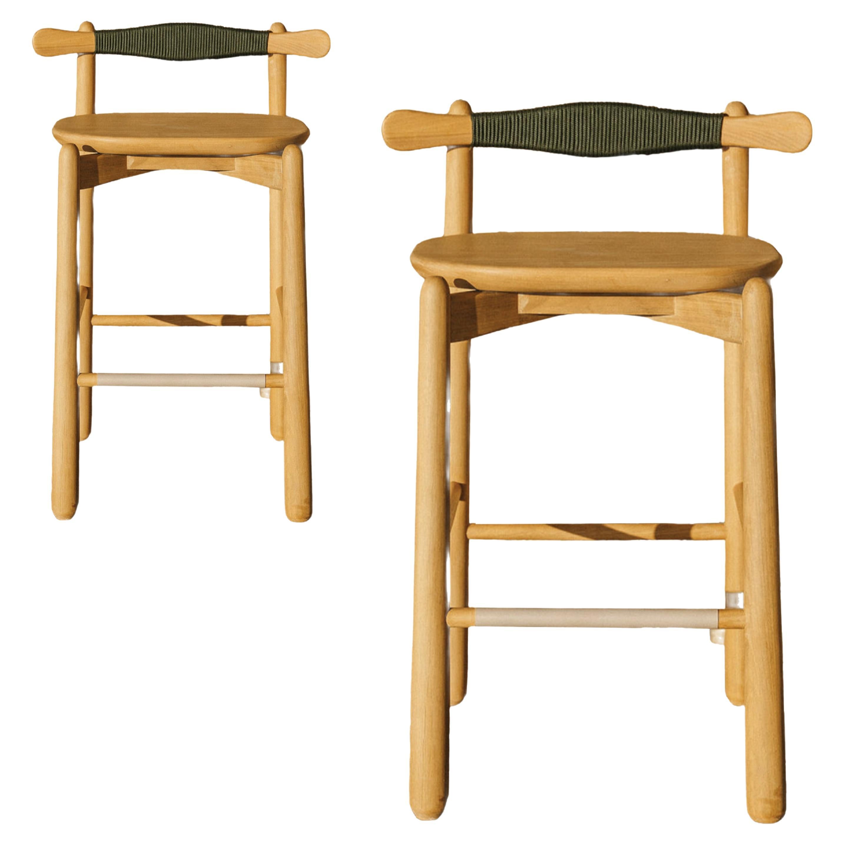 Set of 2 Counter Stool Uçá. All solid wood.