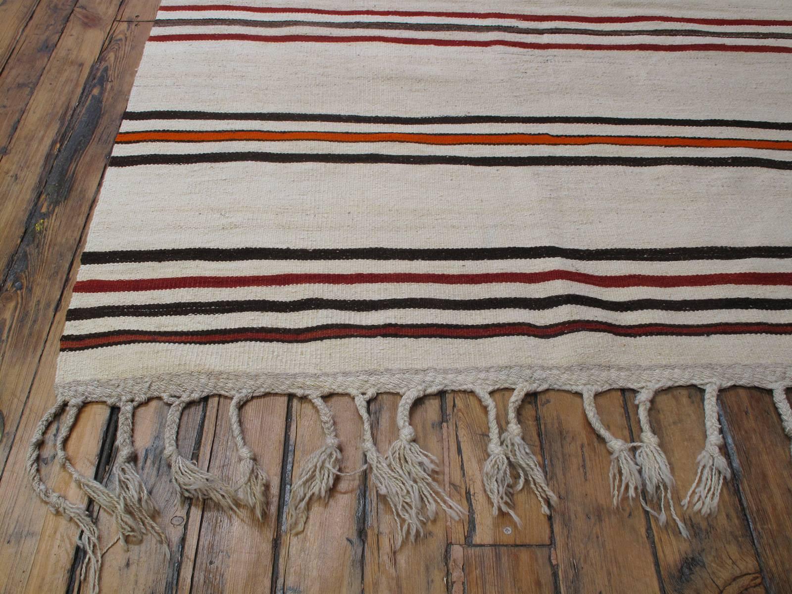 Striped Kilim, Wide Runner Rug In Good Condition In New York, NY