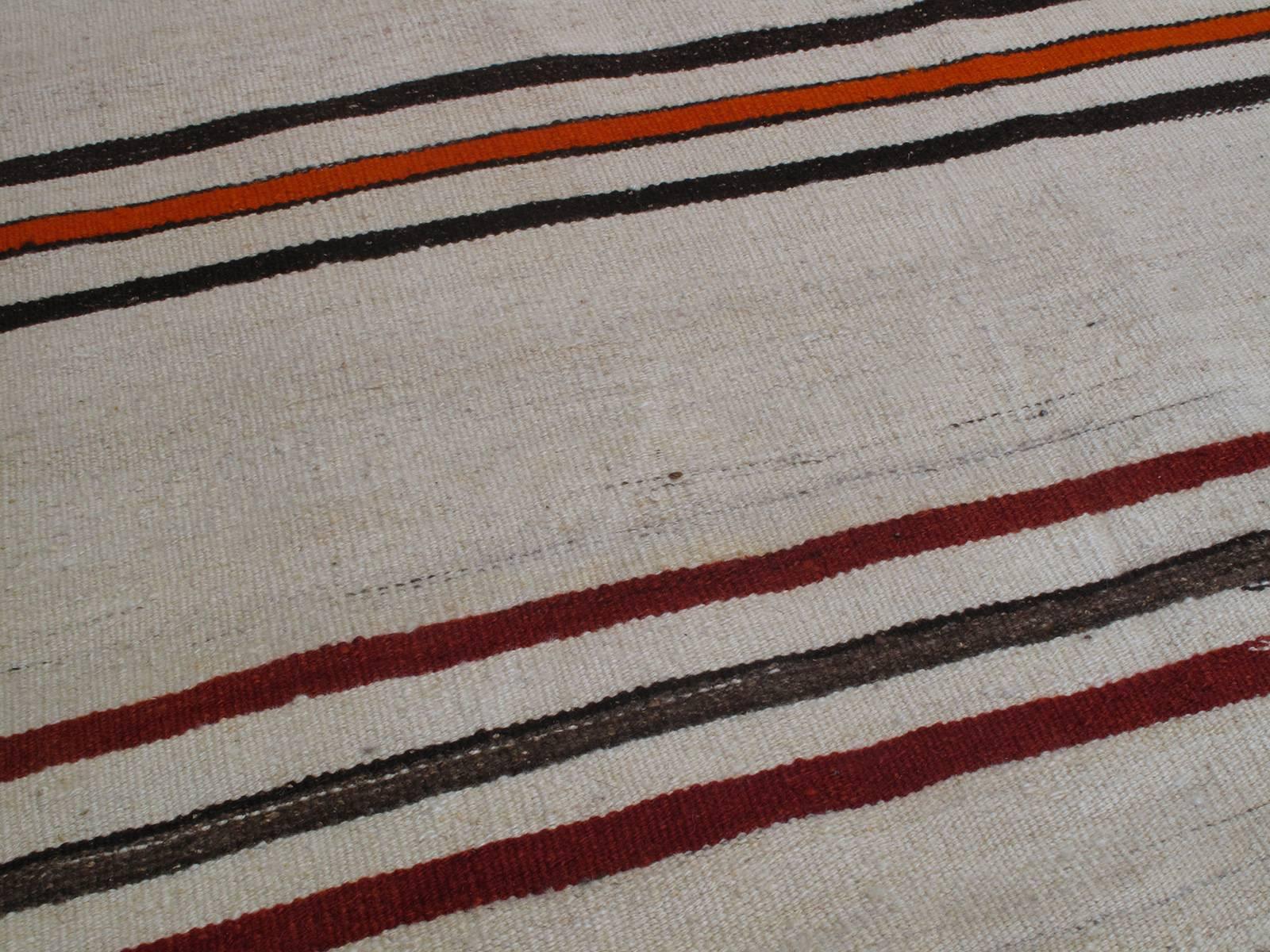Wool Striped Kilim, Wide Runner Rug