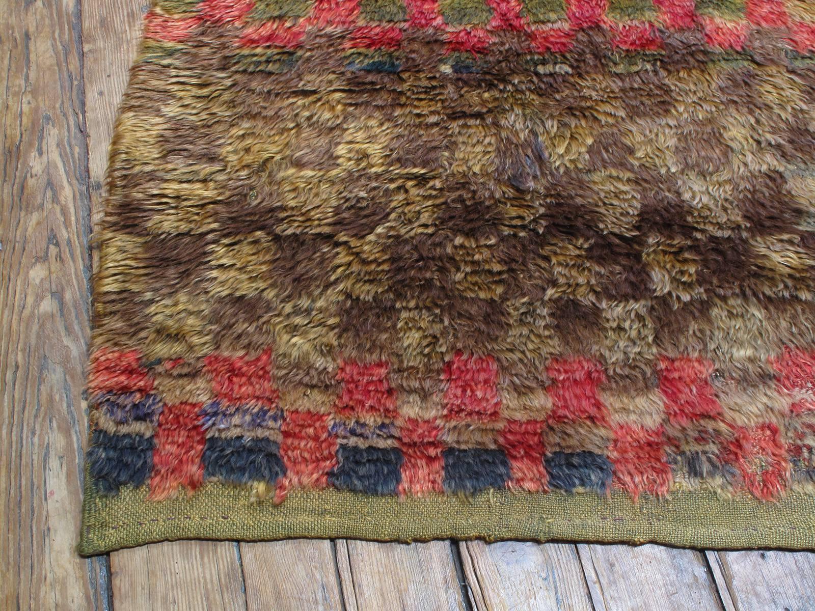 Chessboard Angora Tulu Rug In Good Condition In New York, NY